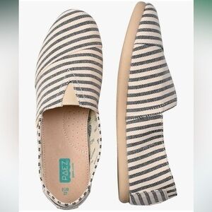 🐠Paez striped espadrilles natural black canvas with leather insole 5